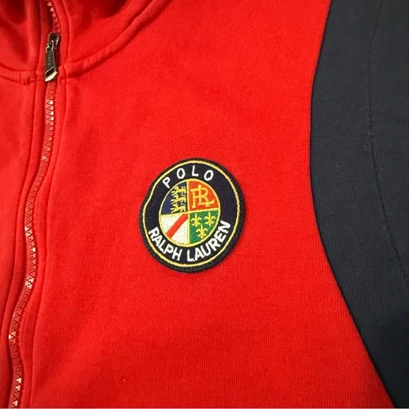 Polo Ralph Lauren Downhill Skier Double Knit Hooded Vest Cookie Men’s Large Red - Picture 3 of 11